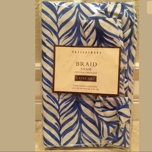 POTTERY BARN "Braid" Euro Sham Organic Cotton NEW!